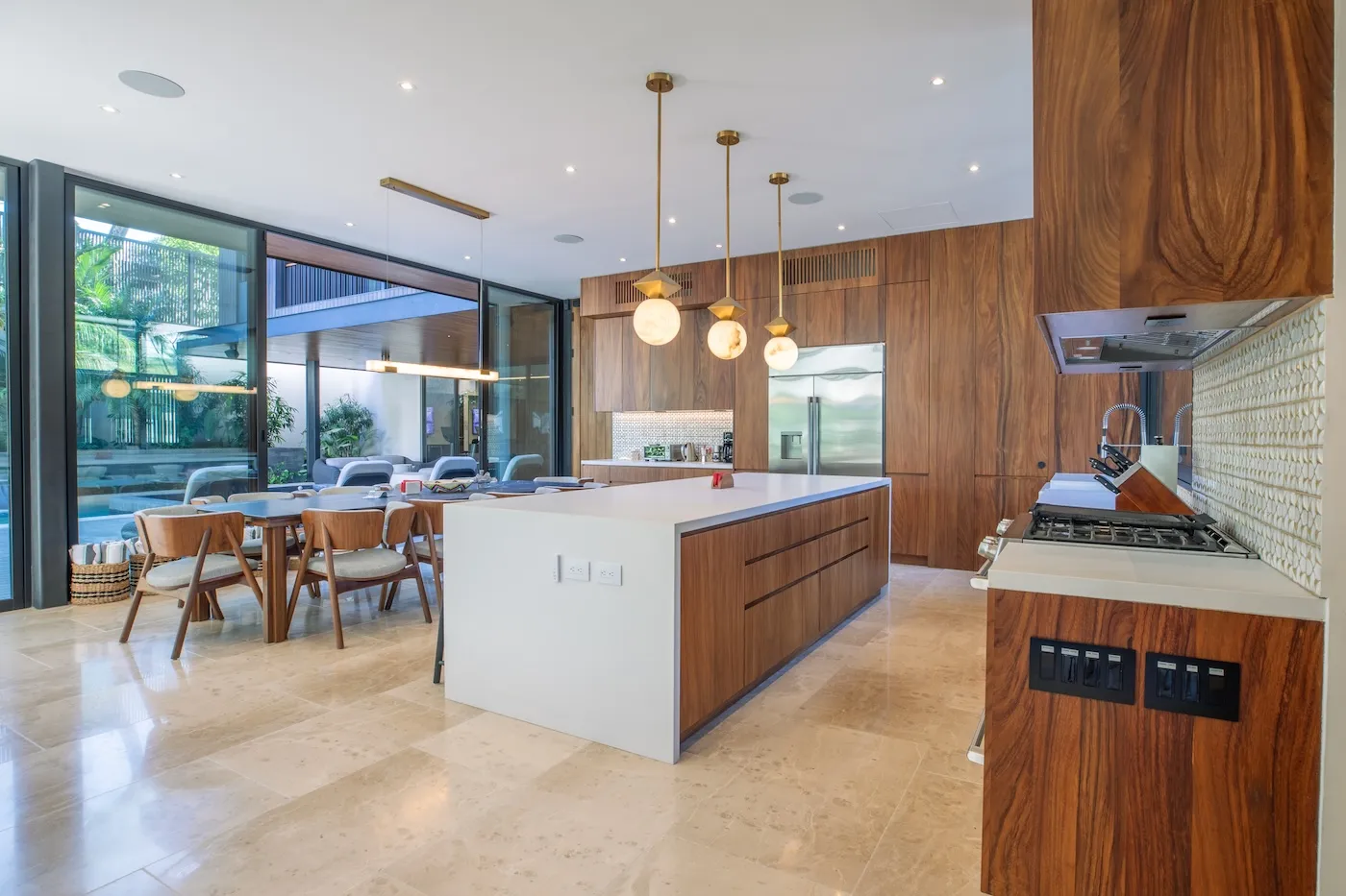 Rubio Azul villa contemporary kitchen with island, Nosara