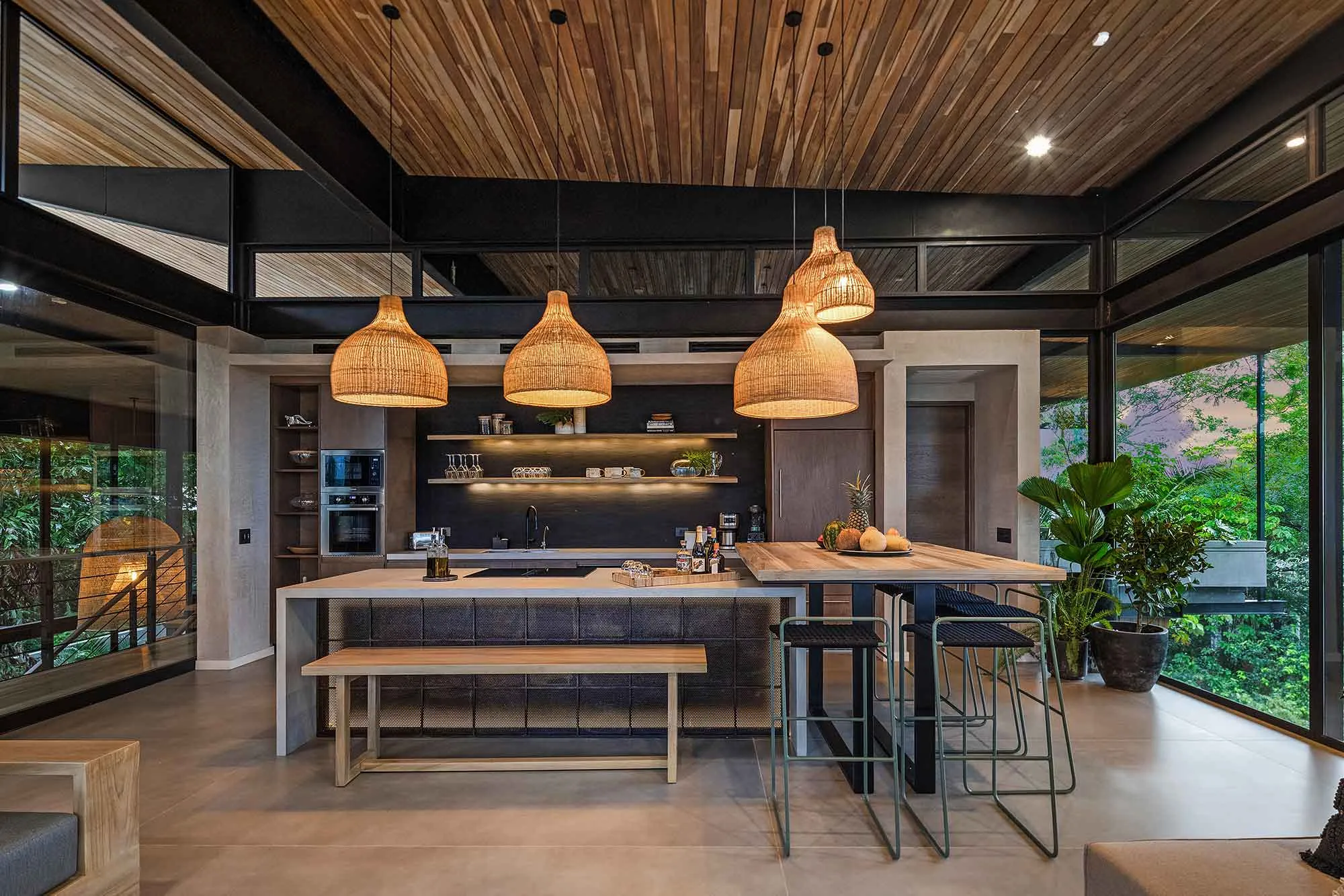 Raintree Casa gourmet social kitchen, Nosara luxury rental